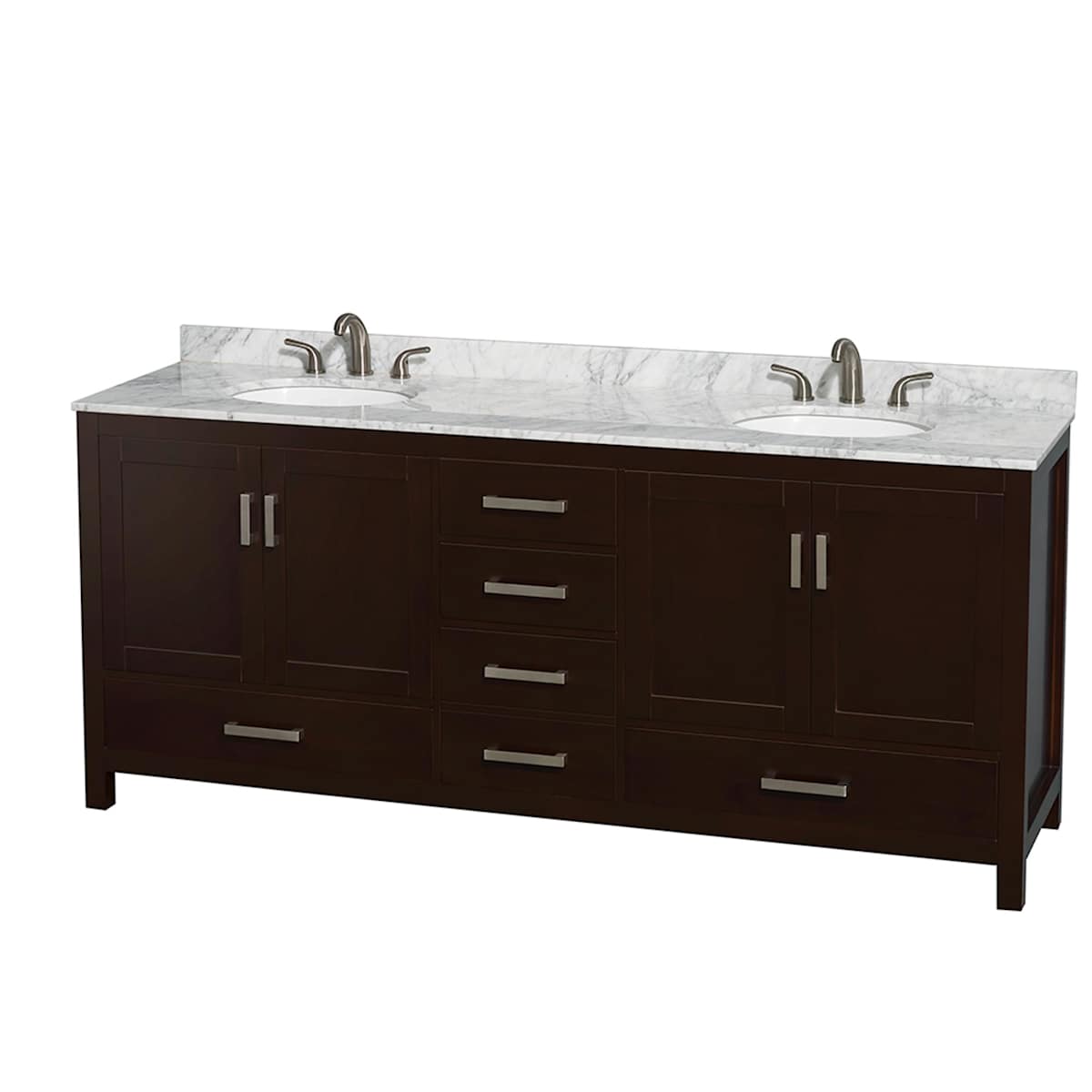 Sheffield 80" Free Standing Double Basin Vanity Set with Cabinet and Marble Vanity Top