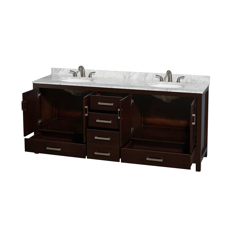 Sheffield 80" Free Standing Double Basin Vanity Set with Cabinet and Marble Vanity Top - image 11