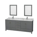 Sheffield 80" Free Standing Double Basin Vanity Set with Hardwood Cabinet, Marble Vanity Top, Framed Mirrors, and Undermount Rectangular Sinks - image 5