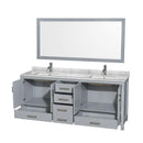 Sheffield 80" Free Standing Double Basin Vanity Set with Hardwood Cabinet, Marble Vanity Top, Mirror, and Undermount Rectangular Sinks - image 2