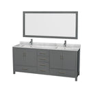 Sheffield 80" Free Standing Double Basin Vanity Set with Hardwood Cabinet, Marble Vanity Top, Mirror, and Undermount Rectangular Sinks - image 5
