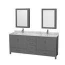 Sheffield 80" Free Standing Double Basin Vanity Set with Hardwood Cabinet, Marble Vanity Top, Medicine Cabinets, and Undermount Rectangular Sinks - image 5