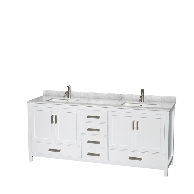Sheffield 80" Free Standing Double Basin Vanity Set with Hardwood Cabinet, Marble Vanity Top, Medicine Cabinets, and Undermount Rectangular Sinks - image 13