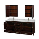 Sheffield 80" Free Standing Double Basin Vanity Set with Hardwood Cabinet, Marble Vanity Top, Medicine Cabinets, and Undermount Rectangular Sinks - image 16
