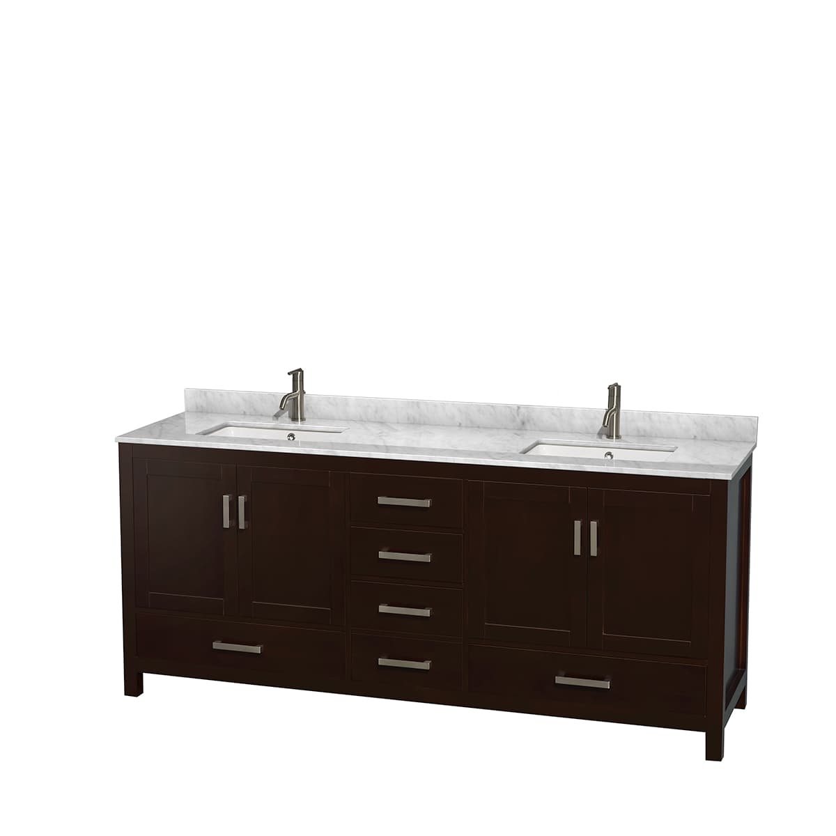 Sheffield 80" Free Standing Double Basin Vanity Set with Hardwood Cabinet, Marble Vanity Top, Medicine Cabinets, and Undermount Rectangular Sinks - image 17