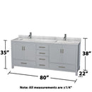 Sheffield 80" Free Standing Double Basin Vanity Set with Cabinet and Marble Vanity Top - image 3