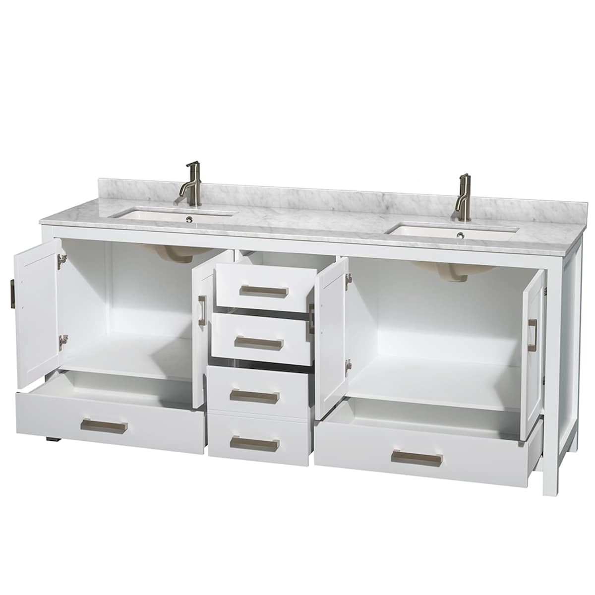 Sheffield 80" Free Standing Double Basin Vanity Set with Cabinet and Marble Vanity Top