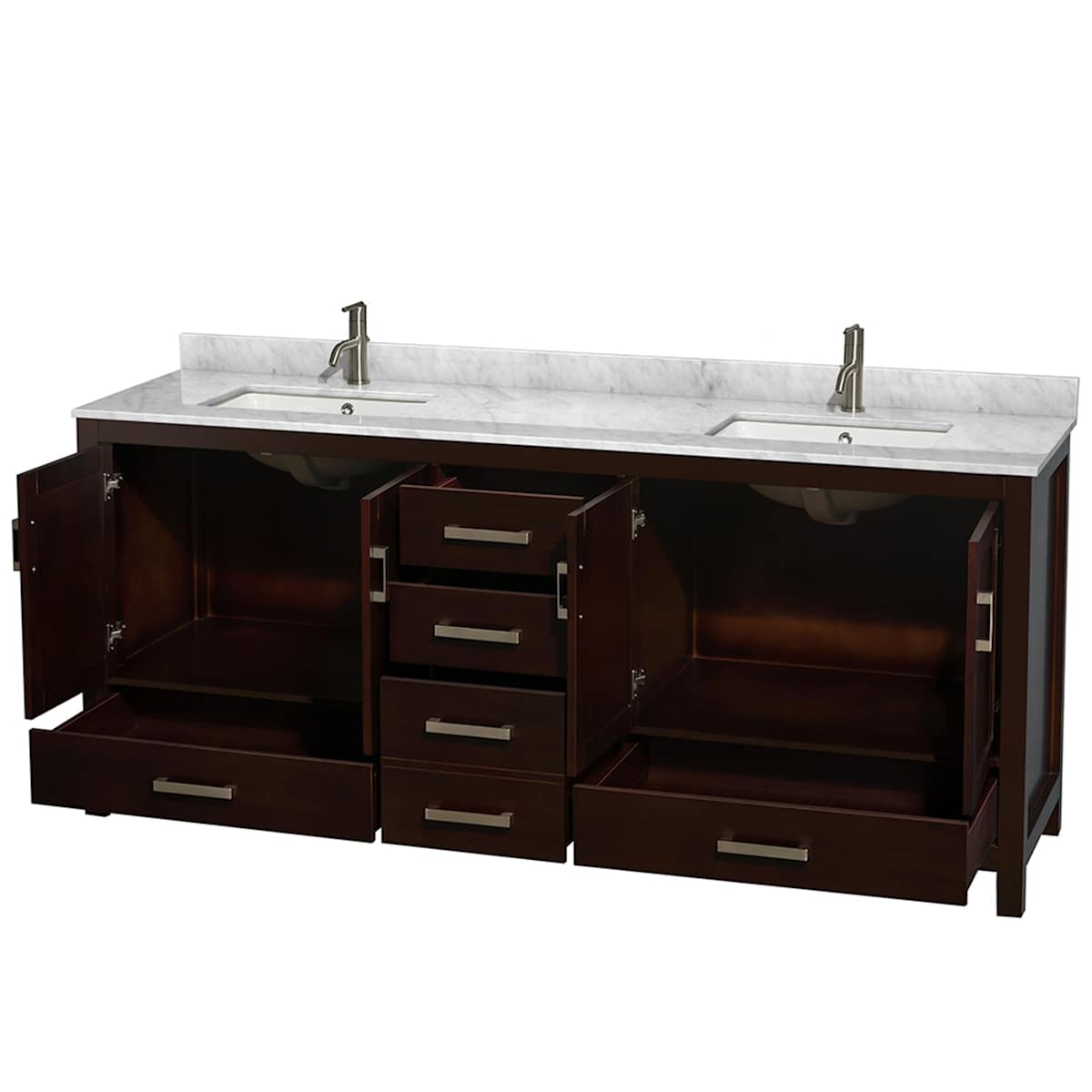 Sheffield 80" Free Standing Double Basin Vanity Set with Cabinet and Marble Vanity Top