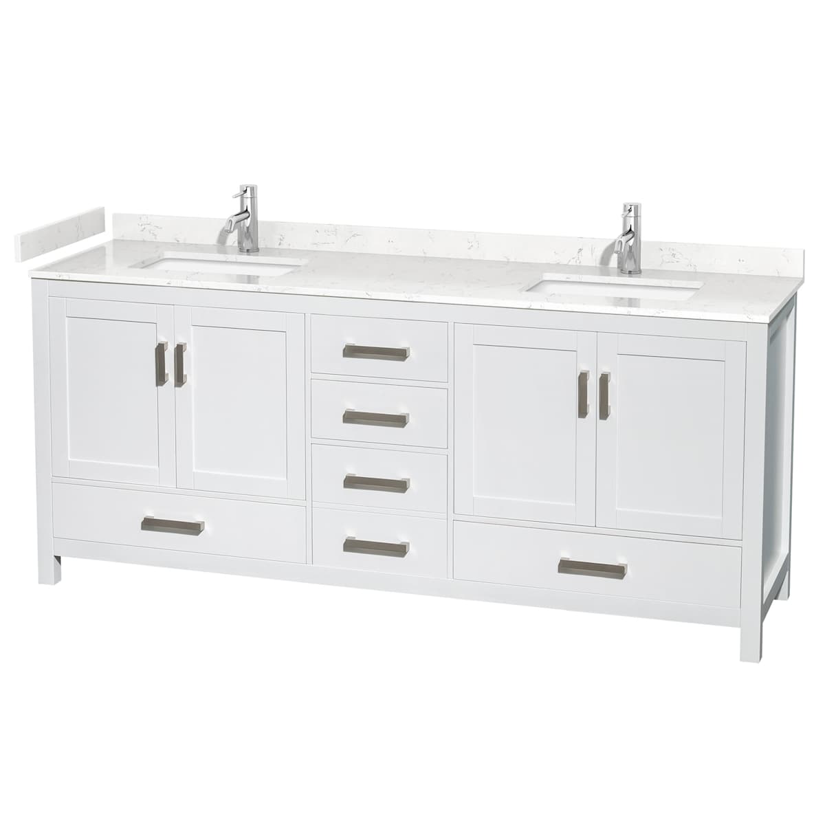 Sheffield 80" Free Standing Double Basin Vanity Set with Cultured Marble Vanity Top