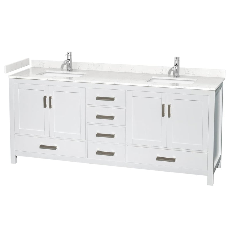 Sheffield 80" Free Standing Double Basin Vanity Set with Cultured Marble Vanity Top - image 1
