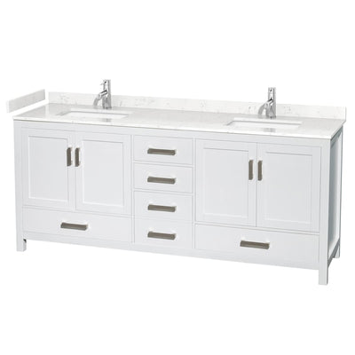 Sheffield 80" Free Standing Double Basin Vanity Set with Cultured Marble Vanity Top - image 1