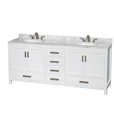 Sheffield 80" Free Standing Double Basin Vanity Set with Cabinet and Marble Vanity Top - image 1