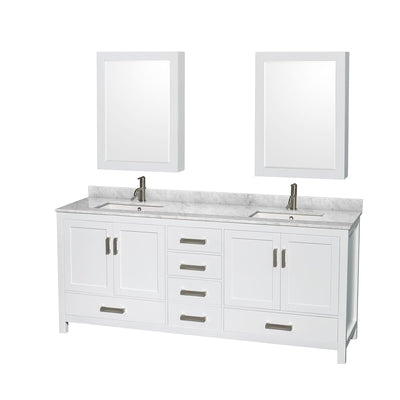 Sheffield 80" Free Standing Double Basin Vanity Set with Hardwood Cabinet, Marble Vanity Top, Medicine Cabinets, and Undermount Rectangular Sinks - image 1
