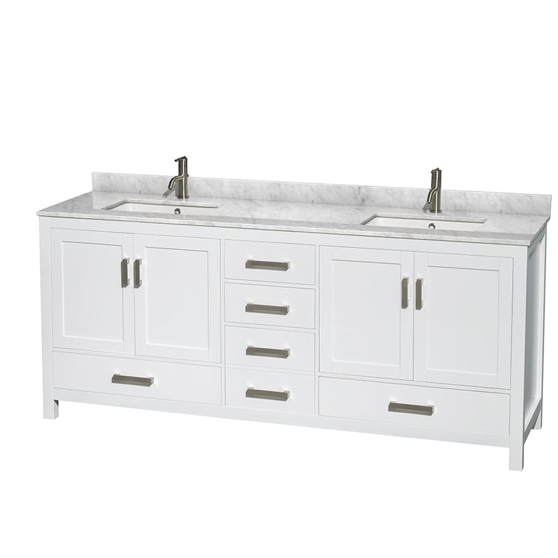 Sheffield 80" Free Standing Double Basin Vanity Set with Cabinet and Marble Vanity Top - image 1