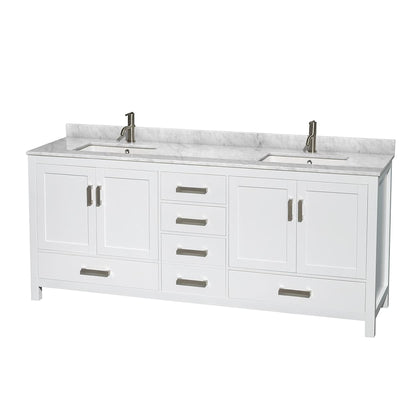 Sheffield 80" Free Standing Double Basin Vanity Set with Cabinet and Marble Vanity Top - image 1