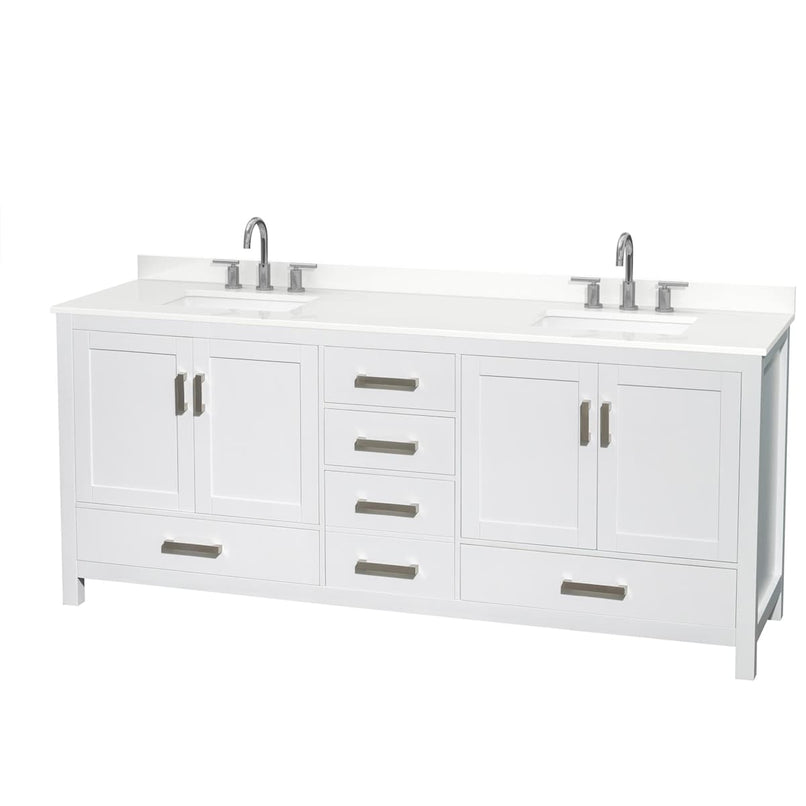 Sheffield 80" Free Standing Double Basin Vanity Set with Cabinet and Quartz Vanity Top - image 1