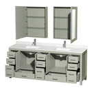 Sheffield 84" Free Standing Double Basin Vanity Set with Cabinet, Quartz Vanity Top, and Medicine Cabinet - image 2