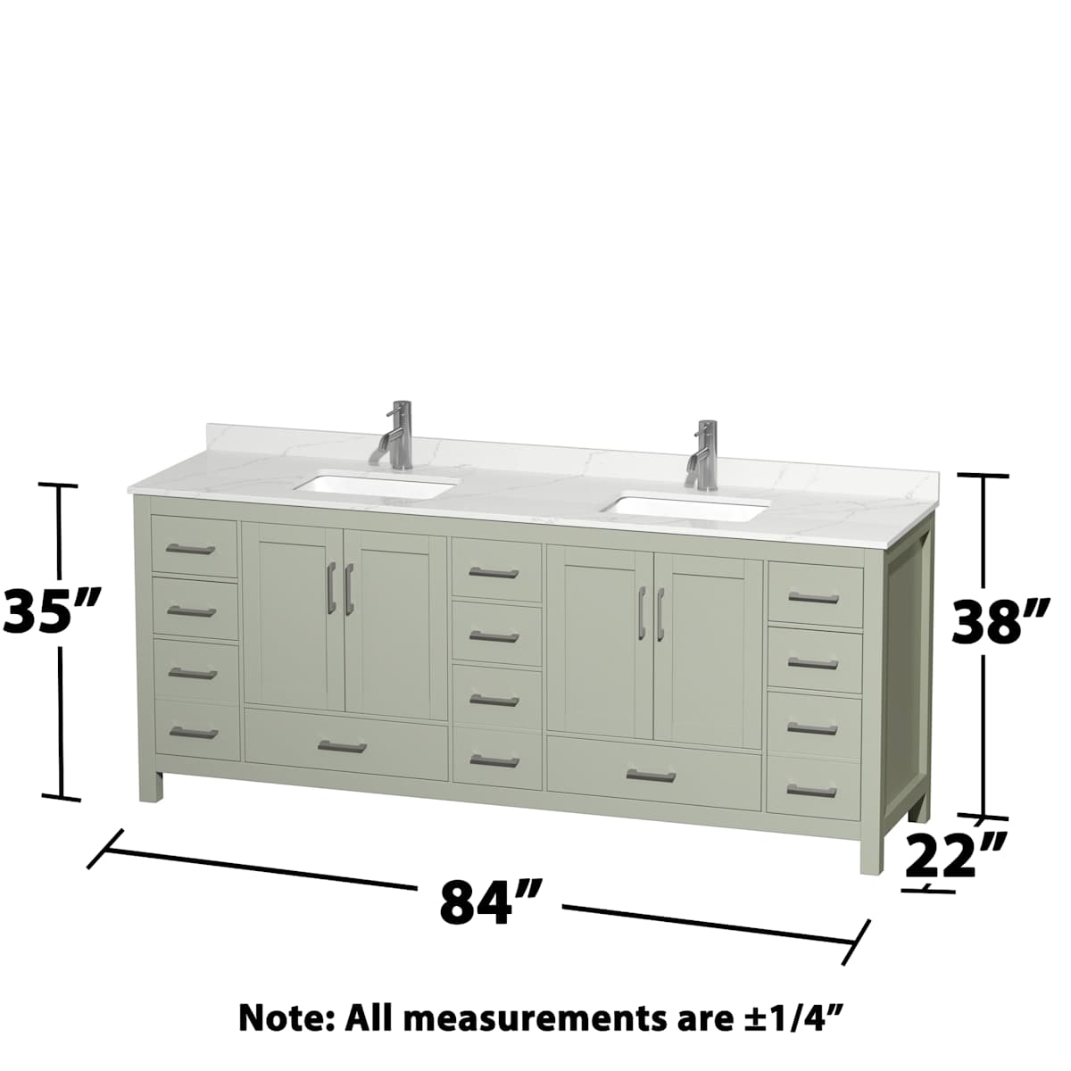 Sheffield 84" Free Standing Double Basin Vanity Set with Cabinet, Quartz Vanity Top, and Medicine Cabinet - image 7