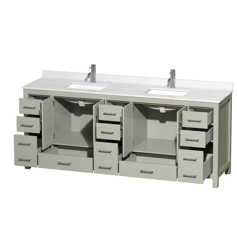 Sheffield 84" Free Standing Double Basin Vanity Set with Cabinet and Quartz Vanity Top - image 2