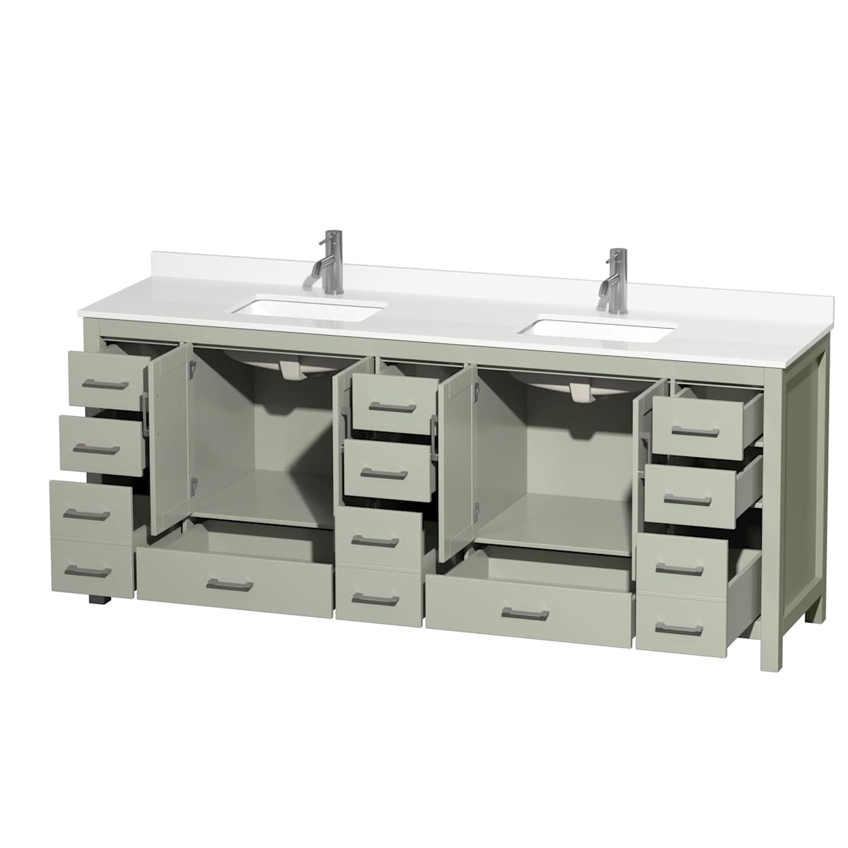 Sheffield 84" Free Standing Double Basin Vanity Set with Cabinet and Quartz Vanity Top - image 6
