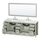 Sheffield 84" Free Standing Double Basin Vanity Set with Cabinet, Quartz Vanity Top, and Framed Mirror - image 2