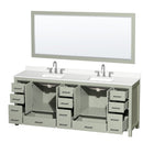 Sheffield 84" Free Standing Double Basin Vanity Set with Cabinet, Quartz Vanity Top, and Framed Mirror - image 7