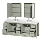 Sheffield 84" Free Standing Double Basin Vanity Set with Cabinet, Quartz Vanity Top, and Medicine Cabinet - image 2