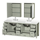 Sheffield 84" Free Standing Double Basin Vanity Set with Cabinet, Quartz Vanity Top, and Medicine Cabinet - image 7