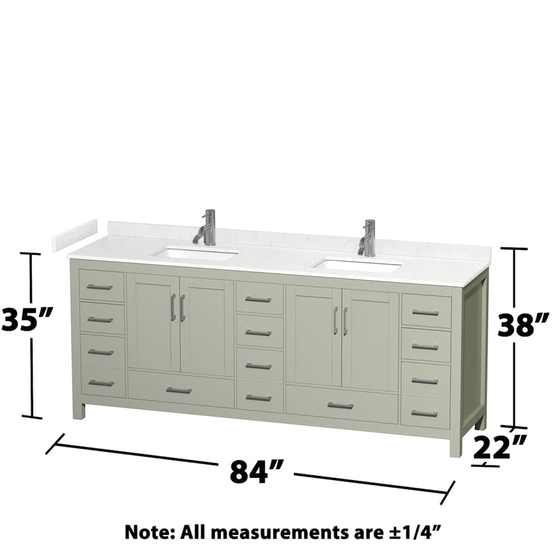 Sheffield 84" Free Standing Double Basin Vanity Set with Cabinet, Cultured Marble Vanity Top, and Framed Mirror - image 6