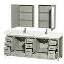 Sheffield 84" Free Standing Double Basin Vanity Set with Cabinet, Cultured Marble Vanity Top, and Medicine Cabinets - image 2