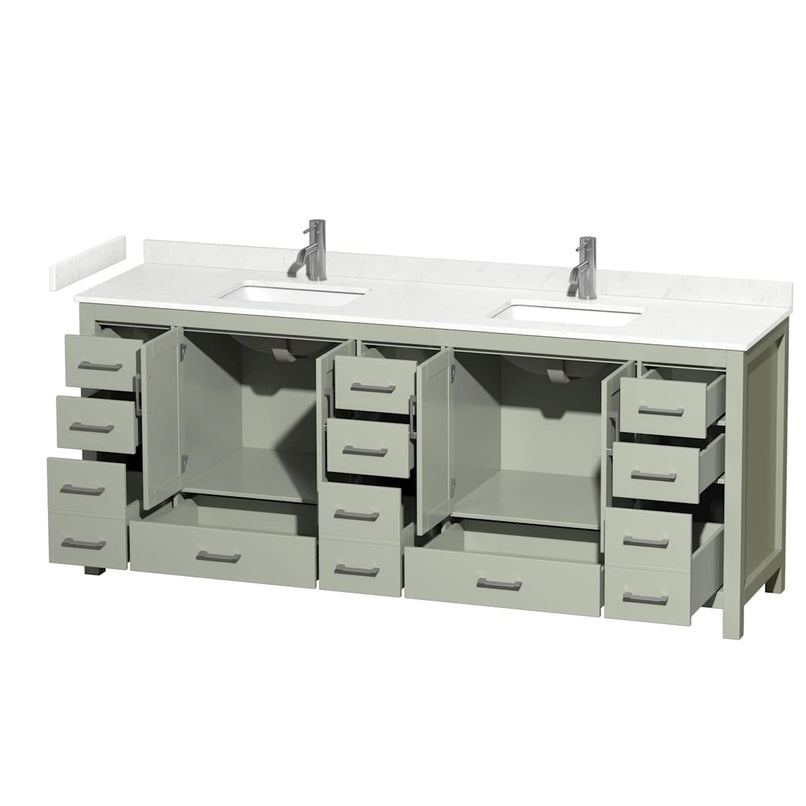 Sheffield 84" Free Standing Double Basin Vanity Set with Cabinet and Cultured Marble Vanity Top - image 2