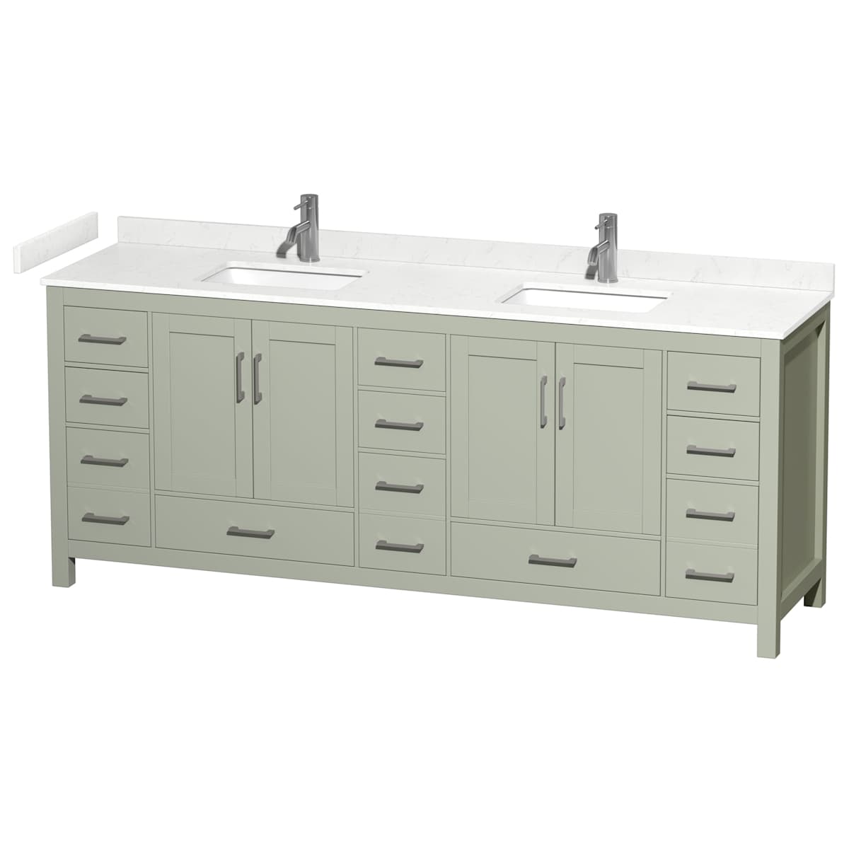 Sheffield 84" Free Standing Double Basin Vanity Set with Cabinet and Cultured Marble Vanity Top