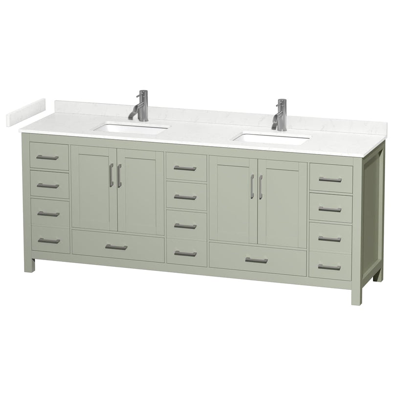 Sheffield 84" Free Standing Double Basin Vanity Set with Cabinet and Cultured Marble Vanity Top - image 1