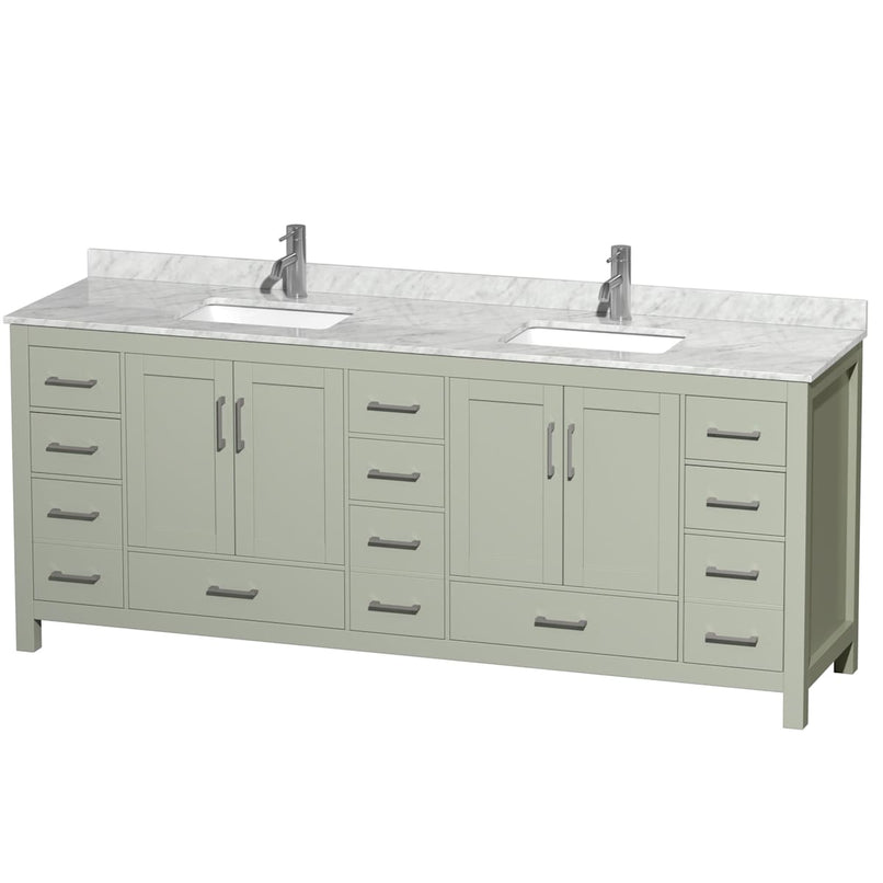 Sheffield 84" Free Standing Double Basin Vanity Set with Cabinet and Marble Vanity Top - image 1
