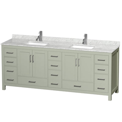 Sheffield 84" Free Standing Double Basin Vanity Set with Cabinet and Marble Vanity Top - image 1