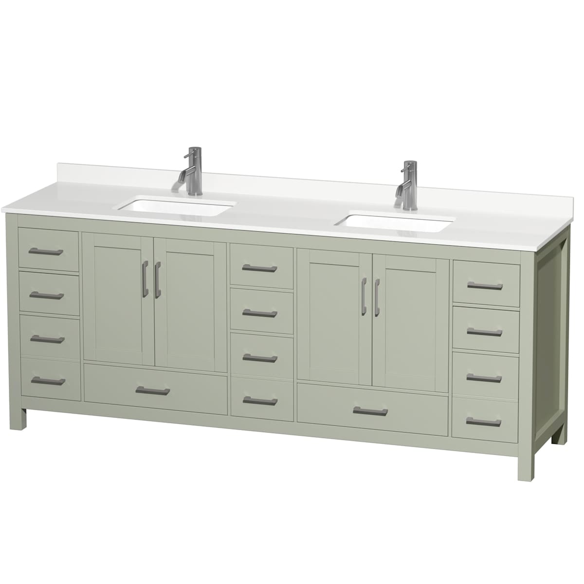 Sheffield 84" Free Standing Double Basin Vanity Set with Cabinet and Quartz Vanity Top