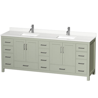 Sheffield 84" Free Standing Double Basin Vanity Set with Cabinet and Quartz Vanity Top - image 1