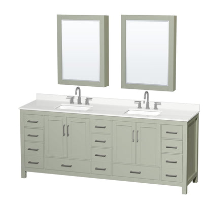Sheffield 84" Free Standing Double Basin Vanity Set with Cabinet, Quartz Vanity Top, and Medicine Cabinet - image 1
