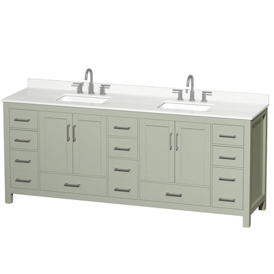 Sheffield 84" Free Standing Double Basin Vanity Set with Cabinet and Quartz Vanity Top - image 1