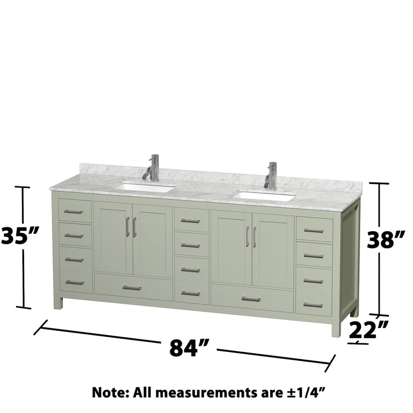 Sheffield 84" Free Standing Double Basin Vanity Set with Cabinet, Marble Vanity Top, and Medicine Cabinets - image 7