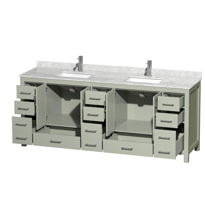 Sheffield 84" Free Standing Double Basin Vanity Set with Cabinet and Marble Vanity Top - image 2