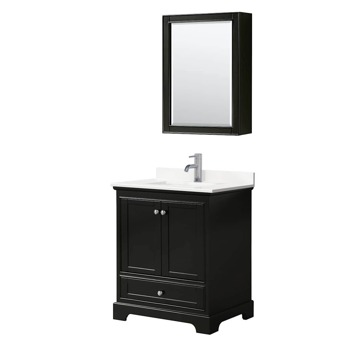 Deborah 30" Free Standing Single Basin Vanity Set with Cabinet, Quartz Vanity Top, and Medicine Cabinet