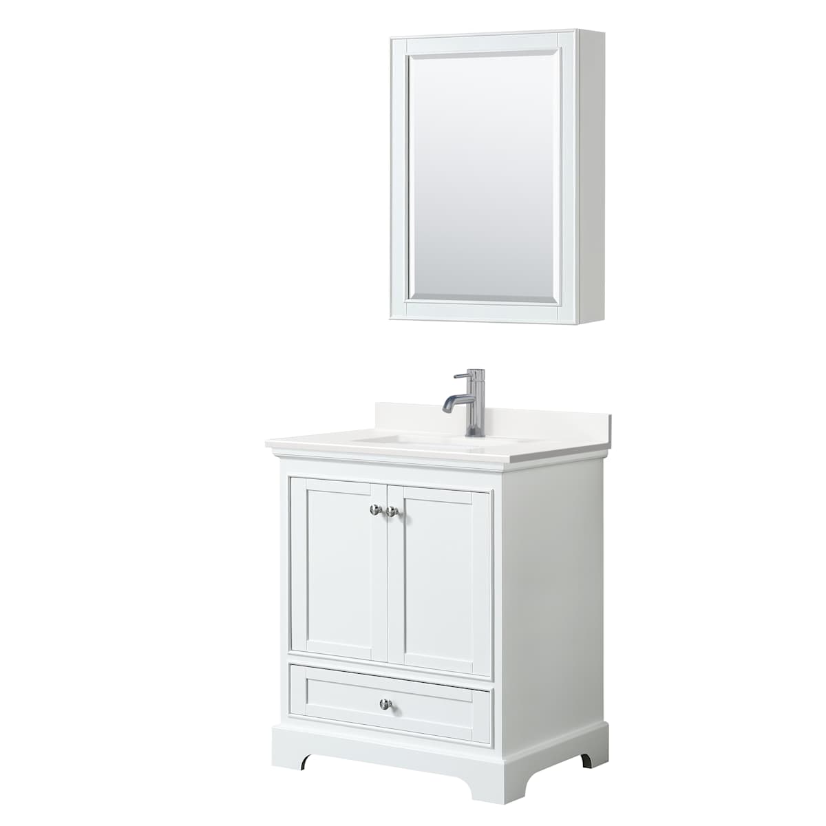 Deborah 30" Free Standing Single Basin Vanity Set with Cabinet, Quartz Vanity Top, and Medicine Cabinet