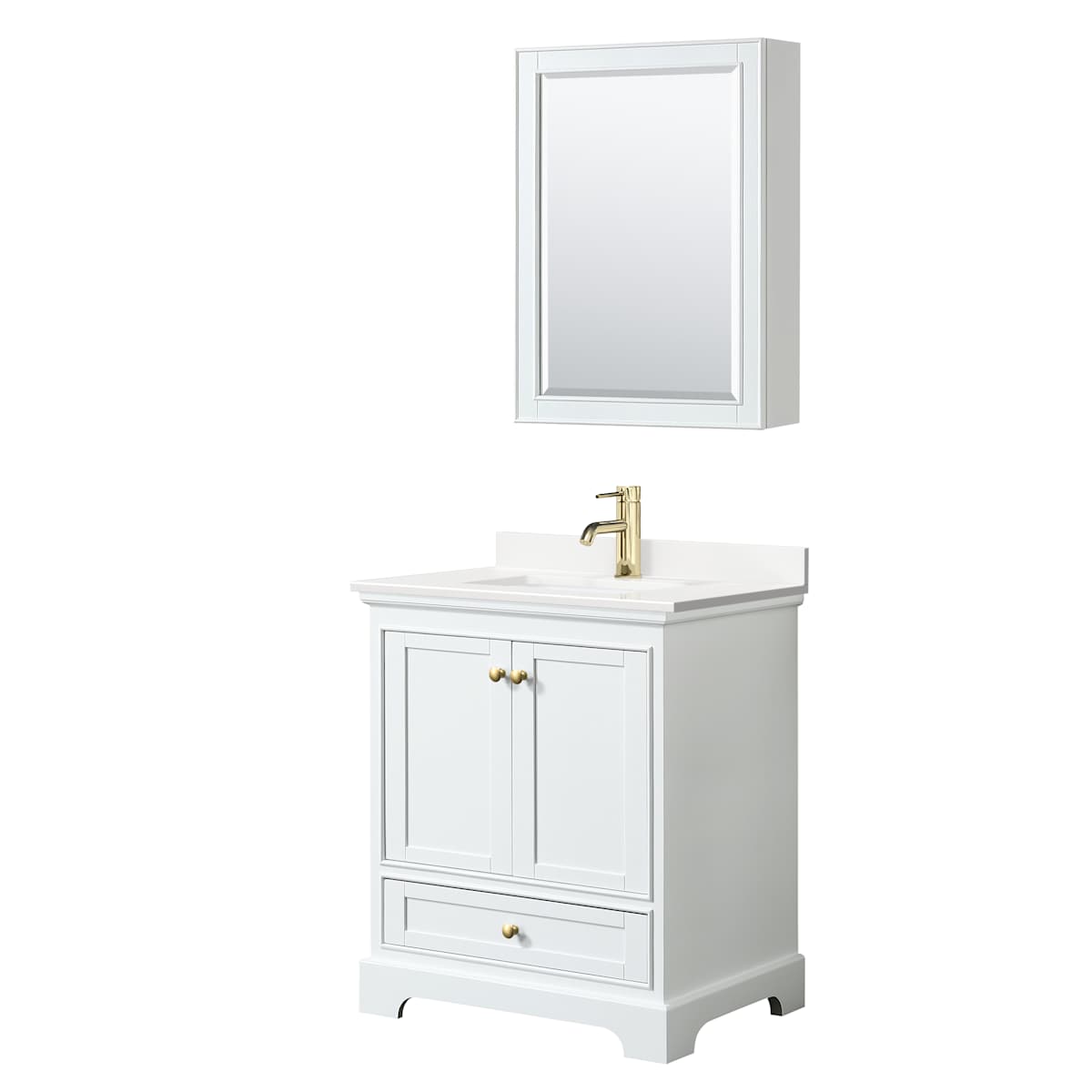 Deborah 30" Free Standing Single Basin Vanity Set with Cabinet, Quartz Vanity Top, and Medicine Cabinet