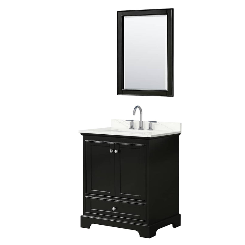 Deborah 30" Free Standing Single Basin Vanity Set with Cabinet, Quartz Vanity Top, and Framed Mirror - image 2