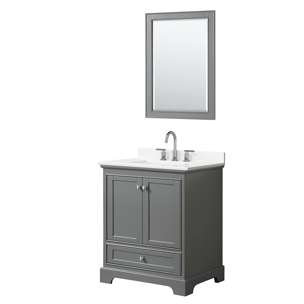 Deborah 30" Free Standing Single Basin Vanity Set with Cabinet, Quartz Vanity Top, and Framed Mirror - image 15
