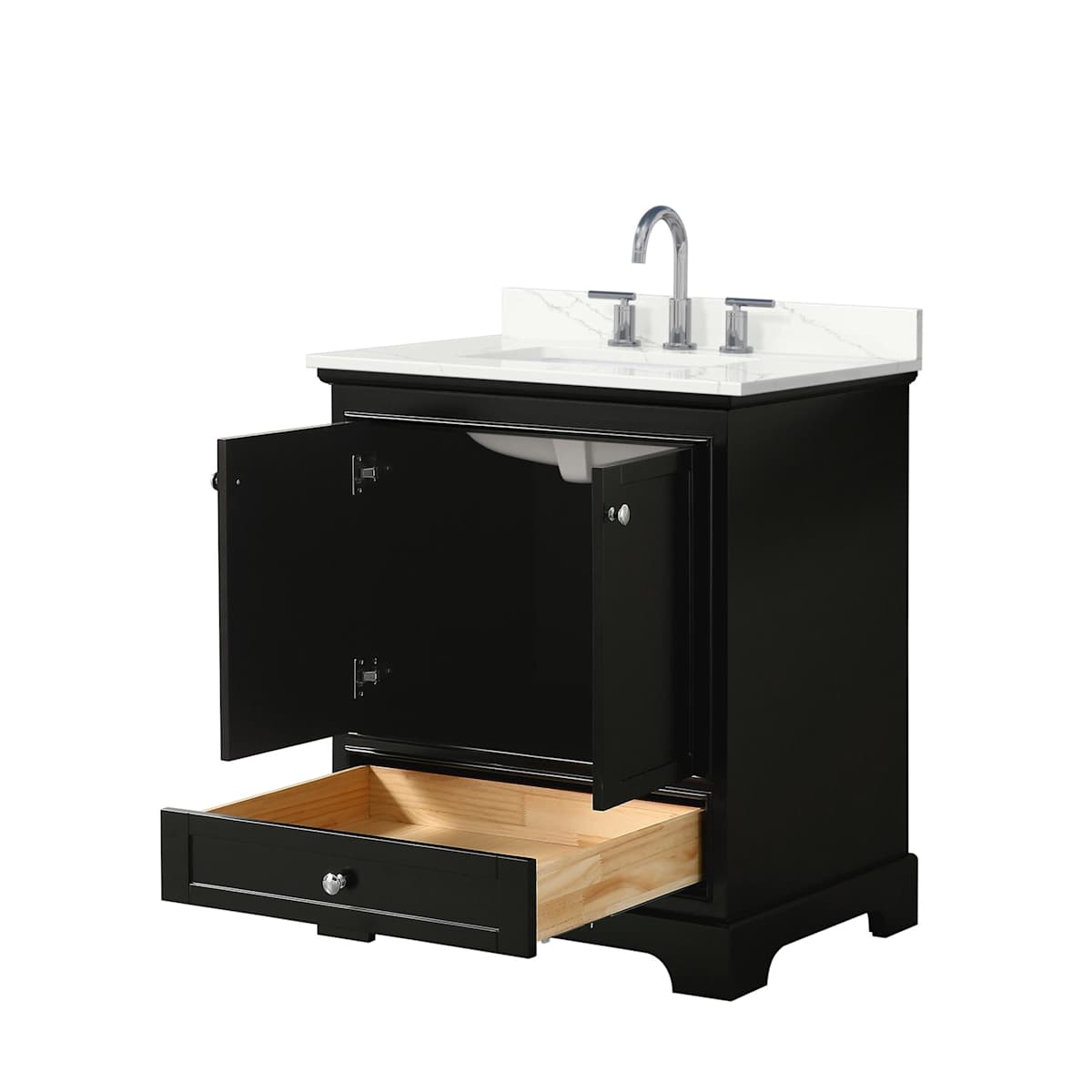 Deborah 30" Free Standing Single Basin Vanity Set with Cabinet and Quartz Vanity Top