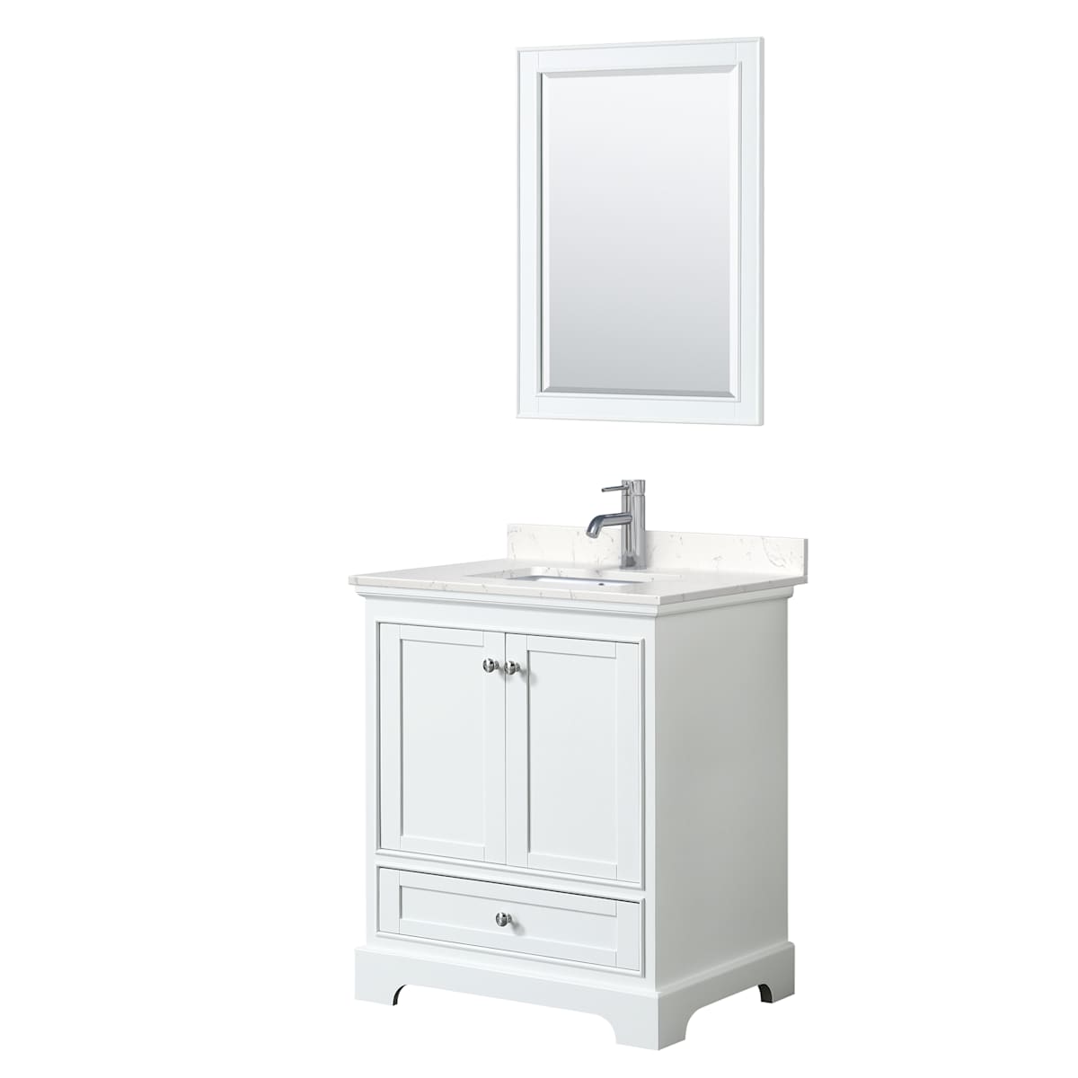 Deborah 30" Free Standing Single Basin Vanity Set with Cultured Marble Vanity Top and Framed Mirror