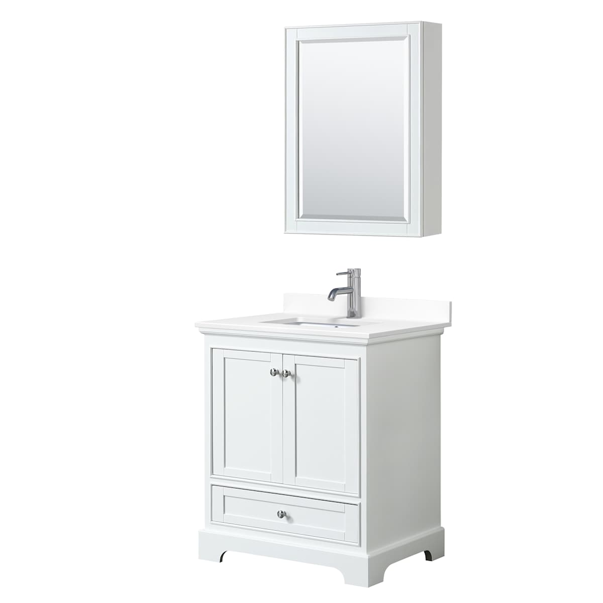 Deborah 30" Free Standing Single Basin Vanity Set with Cultured Marble Vanity Top and Framed Mirror