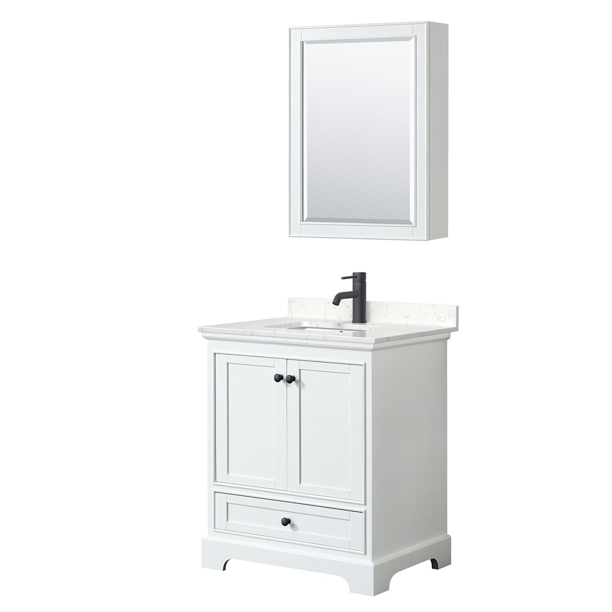 Deborah 30" Free Standing Single Basin Vanity Set with Cultured Marble Vanity Top and Framed Mirror - image 15